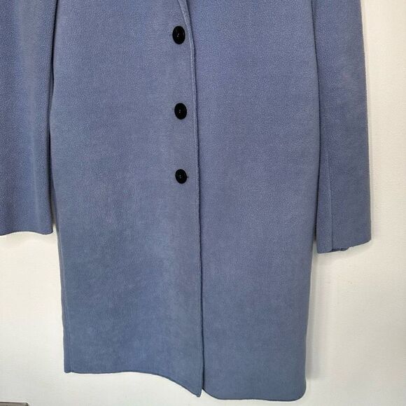 Harris Wharf London Women’s Dusty Blue Fleece Longline 3 Button Closure Coat - Picture 7 of 15